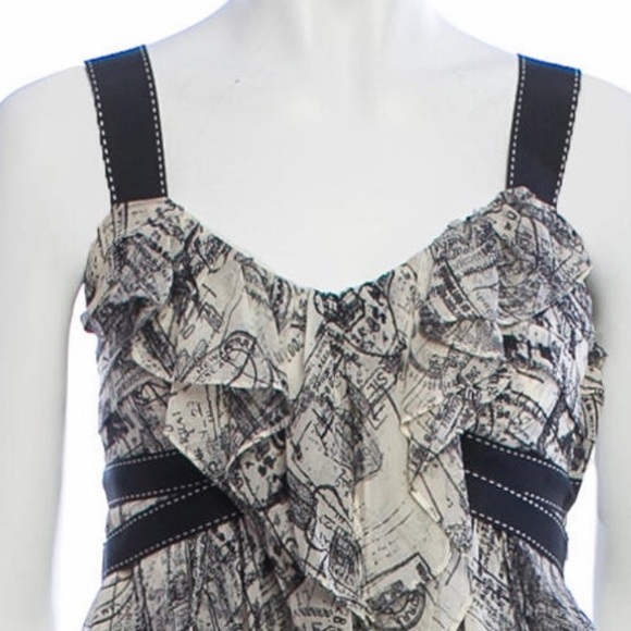 Diane VonFurstenberg black ruffle Top sz 8 - Picture 4 of 8